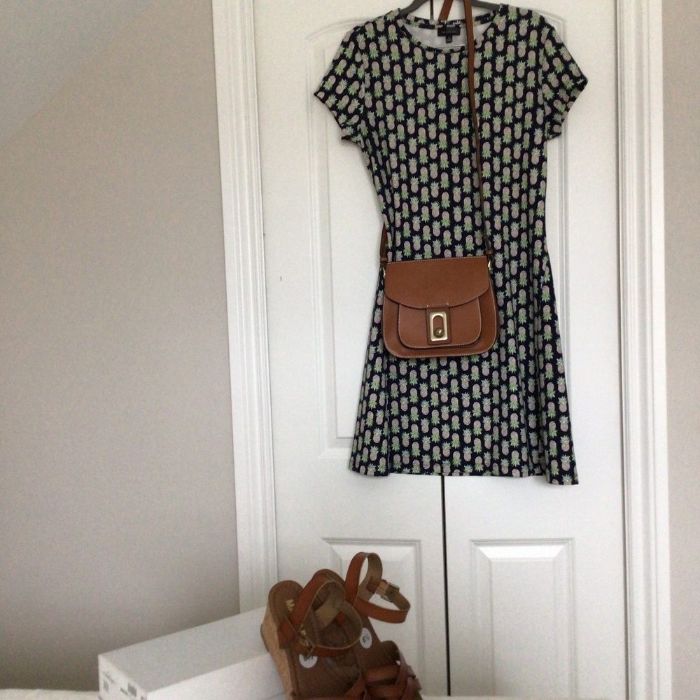Limited Navy Pineapple Print  Knee Length Dress Size M